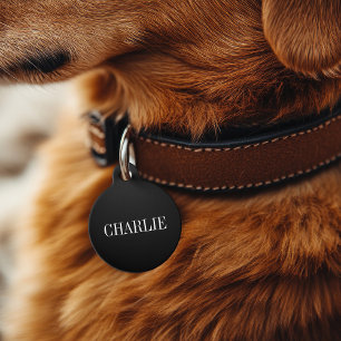 Charlie Klassieke Naam Monogram Zwart Huisdierpenning