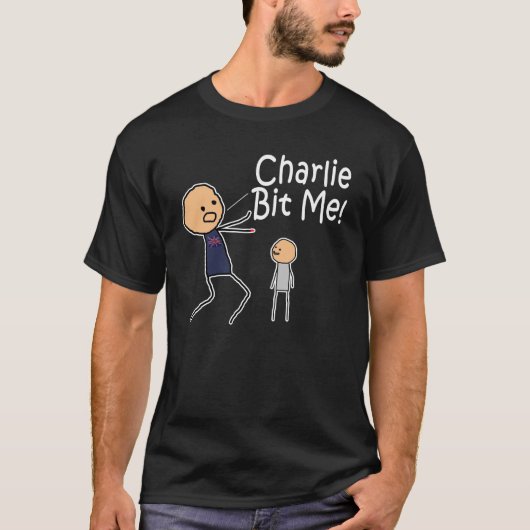 Charlie m'a mordu T-shirt foncé (Devant)