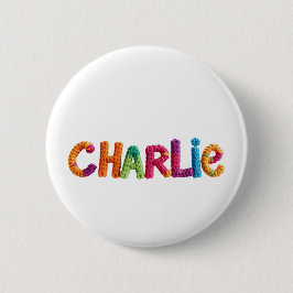 CHARLIE Naam in Levendig Haakpatroon Ronde Button 5,7 Cm