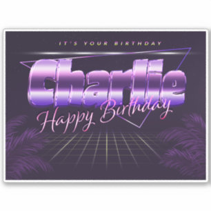 Charlie Prénom lila retro Sticker