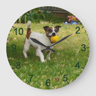 Charlie The Fox Terrier Ball Play, wandklok Grote Klok