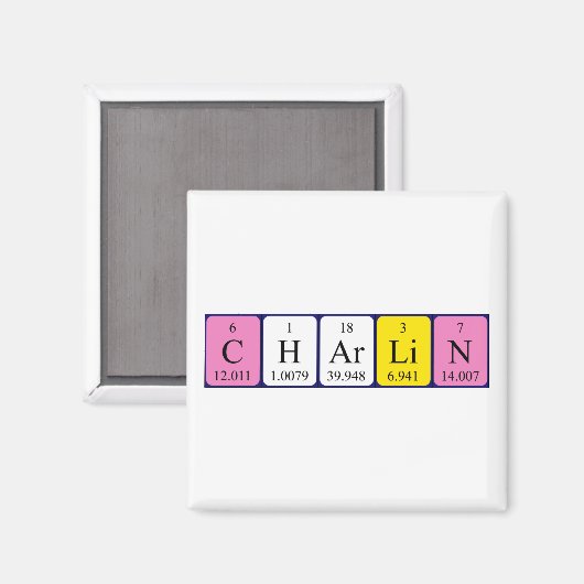 Charlin periodieke lijstnaam magnet magneet (Voorkant / Achterkant)