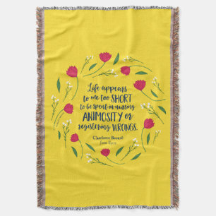 Charlotte Bronte Jane Eyre Floral Life Book Quote Deken