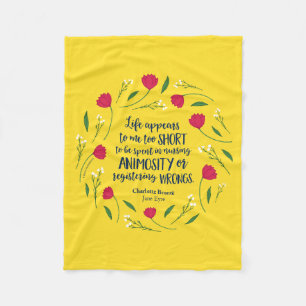 Charlotte Bronte Jane Eyre Floral Life Book Quote Fleece Deken