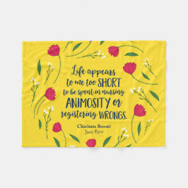 Charlotte Bronte Jane Eyre Floral Life Book Quote Fleece Deken