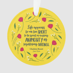 Charlotte Bronte Jane Eyre Floral Life Book Quote Ornament