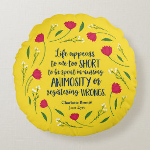 Charlotte Bronte Jane Eyre Floral Life Book Quote Rond Kussen