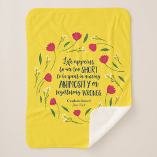 Charlotte Bronte Jane Eyre Floral Life Book Quote Sherpa Deken