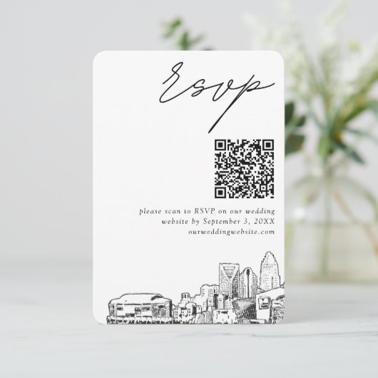 Charlotte Bruiloft RSVP QR Code Klein Informatiekaartje (Staand voorkant)