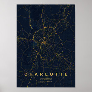 Charlotte Caroline du Nord Impression de carte sty