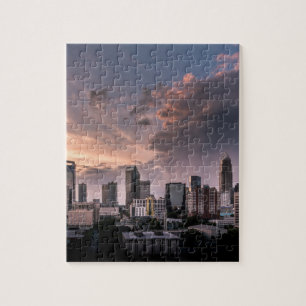 Charlotte downtown op zonsondergang, North Carolin Legpuzzel