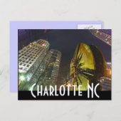 Charlotte Downtown 's nachts Briefkaart (Voorkant / Achterkant)