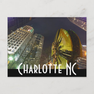 Charlotte Downtown 's nachts Briefkaart