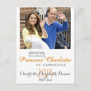 Charlotte Elizabeth Diana - British Will Kate Briefkaart