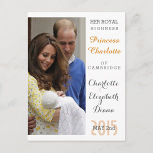 Charlotte Elizabeth Diana - British Will Kate Briefkaart