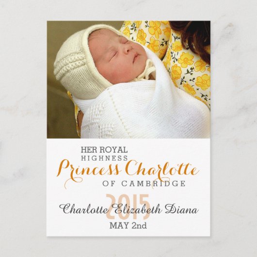 Charlotte Elizabeth Diana - British Will Kate Briefkaart (Voorkant)