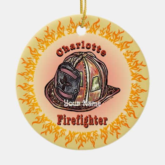 Charlotte Firefighter Keramisch Ornament (Voorkant)