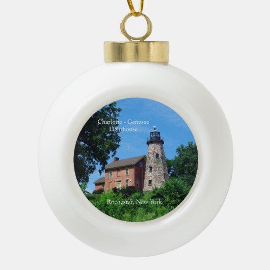 Charlotte Genesee Lighthouse Keramische Bal Ornament (Voorkant)