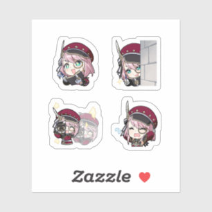 Charlotte Genshin Impact 4 stickers op één vel