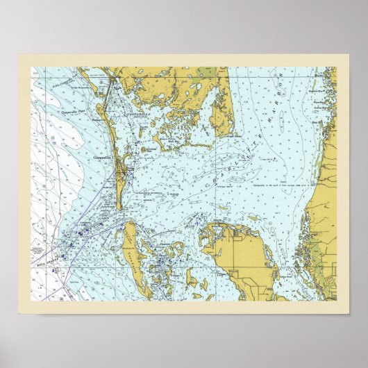 Charlotte Harbour Florida Nautical Map Poster (Voorkant)