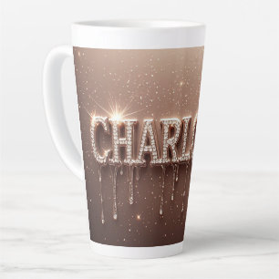 Charlotte Naam in Druppelend Goud Latte Mok