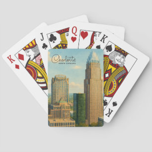 Charlotte NC Aquarel Skyline Reis Pokerkaarten