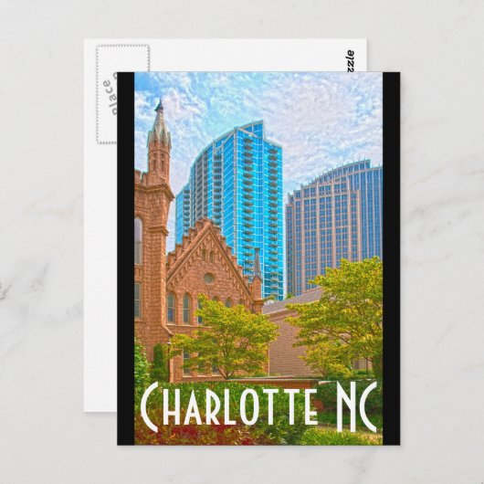 Charlotte NC Briefkaart (Voorkant / Achterkant)