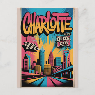 Charlotte NC Graffiti Stedelijk Reisposter Briefkaart