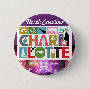 Charlotte NC North Carolina Round Magnet Ronde Button 5,7 Cm