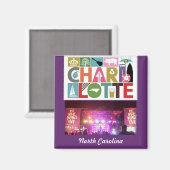 Charlotte NC North Carolina Square magnet Magneet (Voorkant / Achterkant)