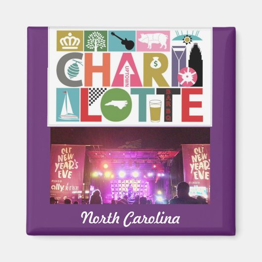 Charlotte NC North Carolina Square magnet Magneet (Voorkant)