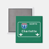 Charlotte, NC Road Sign Magneet (Voorkant / Achterkant)