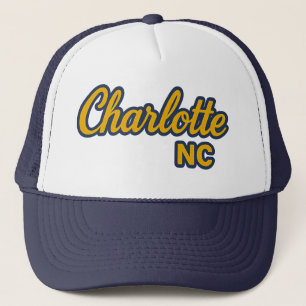 Charlotte NC Script Design – Bold Yellow & Navy Trucker Pet