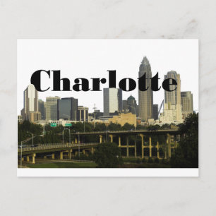 Charlotte NC Skyline met Charlotte in de hemel Briefkaart