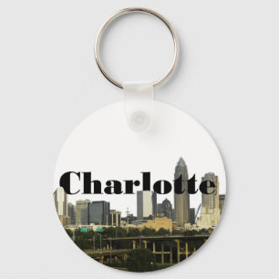 Charlotte NC Skyline met Charlotte in de hemel Sleutelhanger
