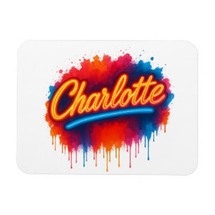 Charlotte Neon Script – Street Art Splash Design Magneet
