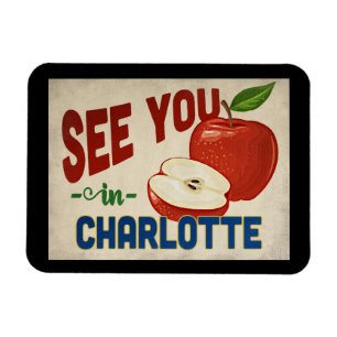 Charlotte North Carolina Apple - Vintage Travel Magneet