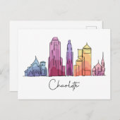 Charlotte NORTH CAROLINA Briefkaart (Voorkant / Achterkant)