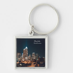Charlotte North Carolina City Skyline Night Sleutelhanger