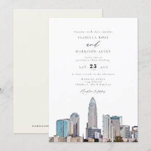 CHARLOTTE NORTH CAROLINA City Skyline Wedding Kaart