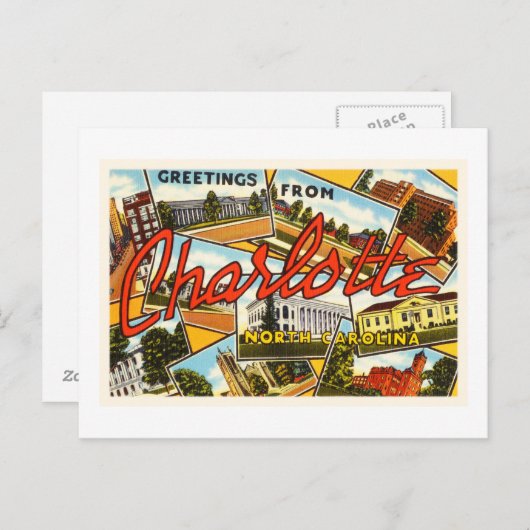 Charlotte North Carolina NC Ancienne carte postale (Devant / Derrière)
