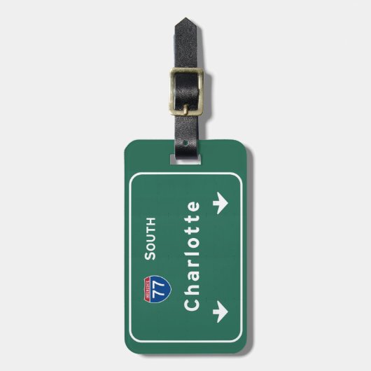 Charlotte North Carolina nc Interstate Highway : Bagagelabel (Voorkant verticaal)