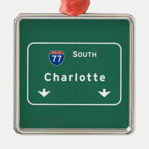 Charlotte North Carolina nc Interstate Highway : Metalen Ornament
