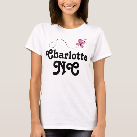 Charlotte North Carolina Pink Butterfly T-shirt (Voorkant)