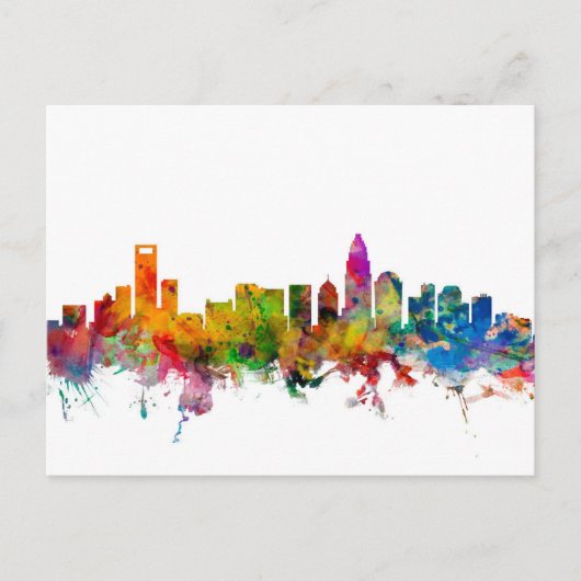 Charlotte North Carolina Skyline Briefkaart (Voorkant)