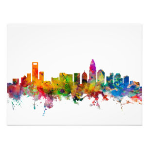 Charlotte North Carolina Skyline Foto Afdruk