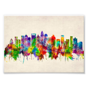Charlotte North Carolina Skyline Foto Afdruk