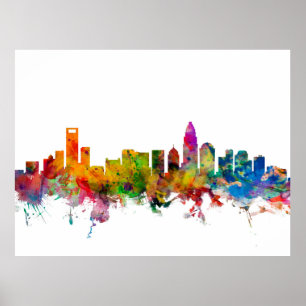 Charlotte North Carolina Skyline Poster