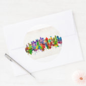 Charlotte North Carolina Skyline Ronde Sticker (Envelop)