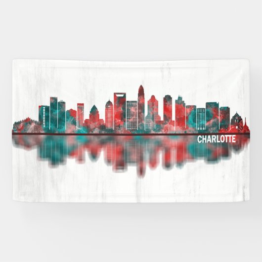 Charlotte North Carolina Skyline Spandoek (Horizontaal)